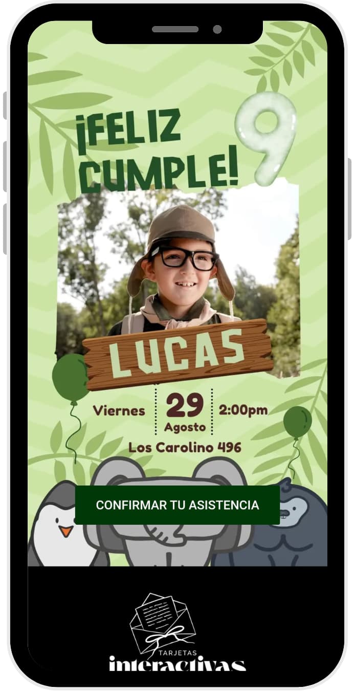 Cumpleaños Lucas 9 años, tarjeta digital