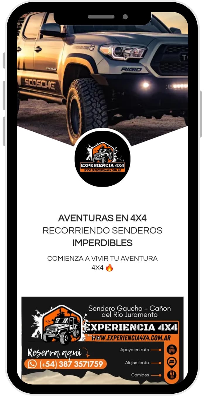 VISTA PREVIA DE TARJETA EMPRESARIAL DE EXPERIENCIA 4X4
